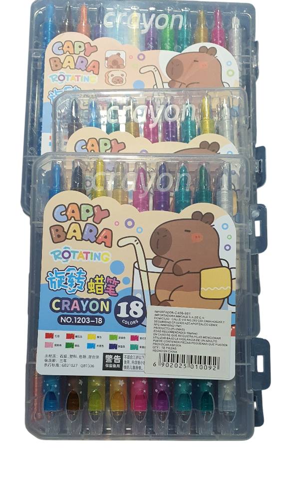 Crayones Girables Capibara 18 piezas